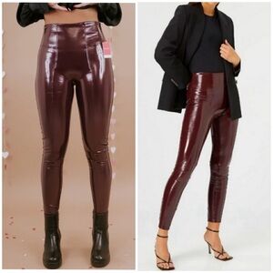 $128 Spanx Shape Faux Leather Patent Leggings Size S